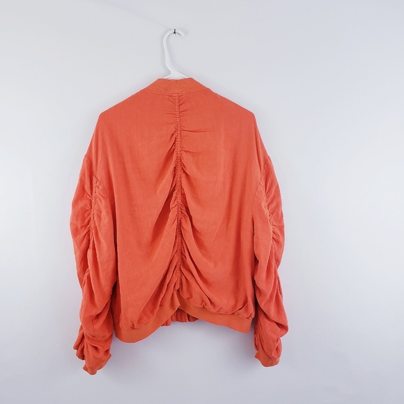 🚫SOLD🚫 Free People Orange Linen Bomber Jacket - Picture 6 of 8